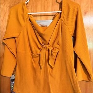 Vixen Micheline Pitt Women's Mustard Yellow Tie-Front Top